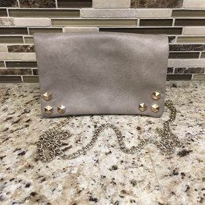 Gray Two Pocket Chain Strap Flap Cross Body Bag